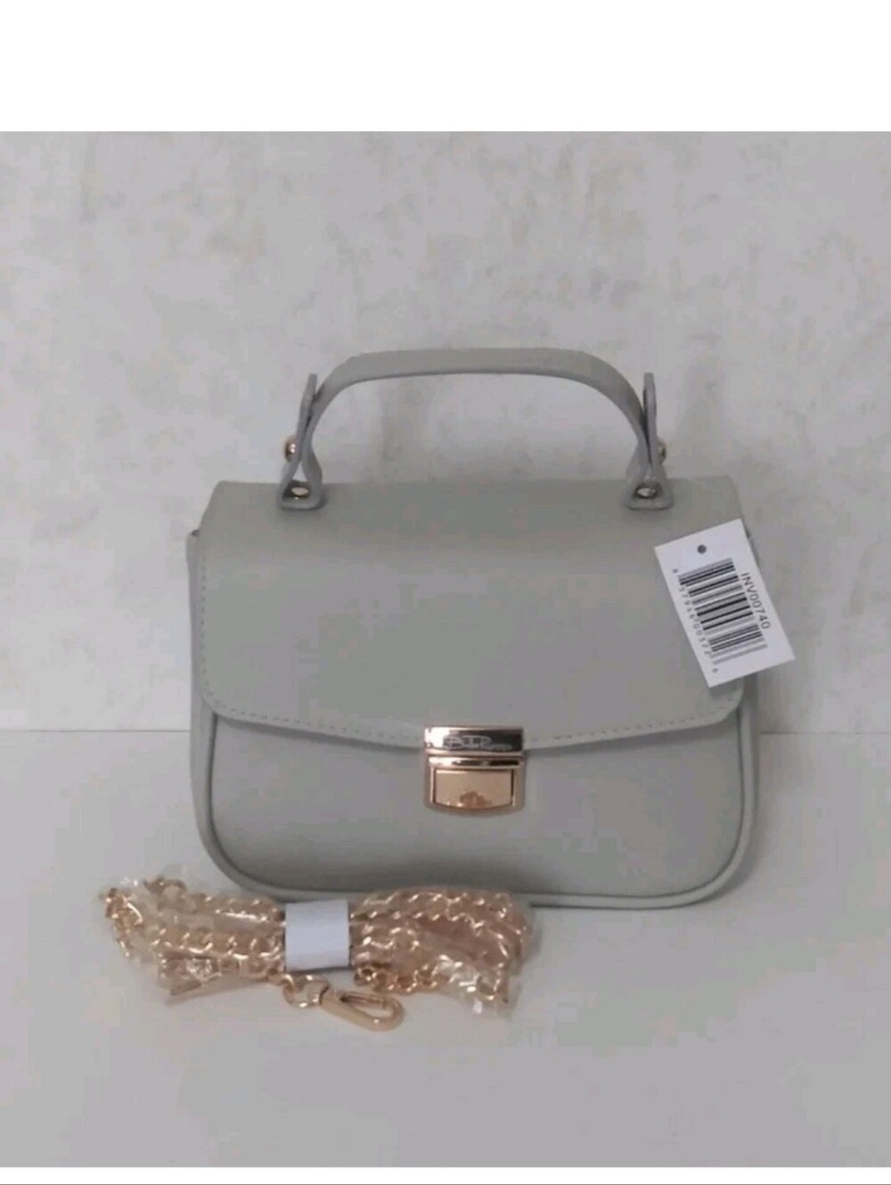 Classic Top-Handle Women’s Bag in Light Gray with Gold Hardware